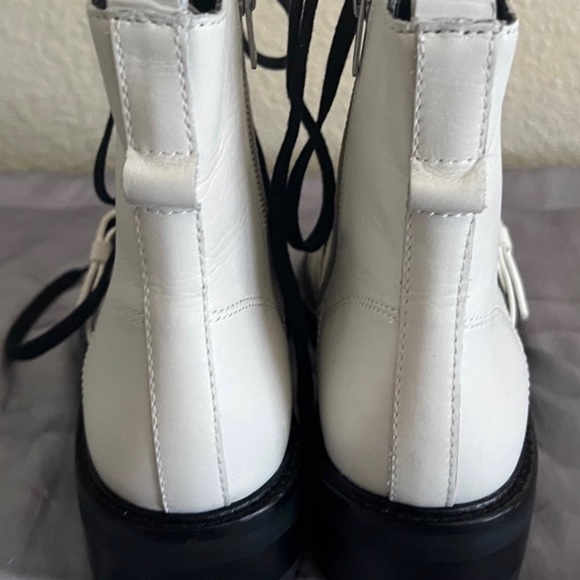 All Saints Donita White Leather Combat Boots NEW 9 - Picture 4 of 11
